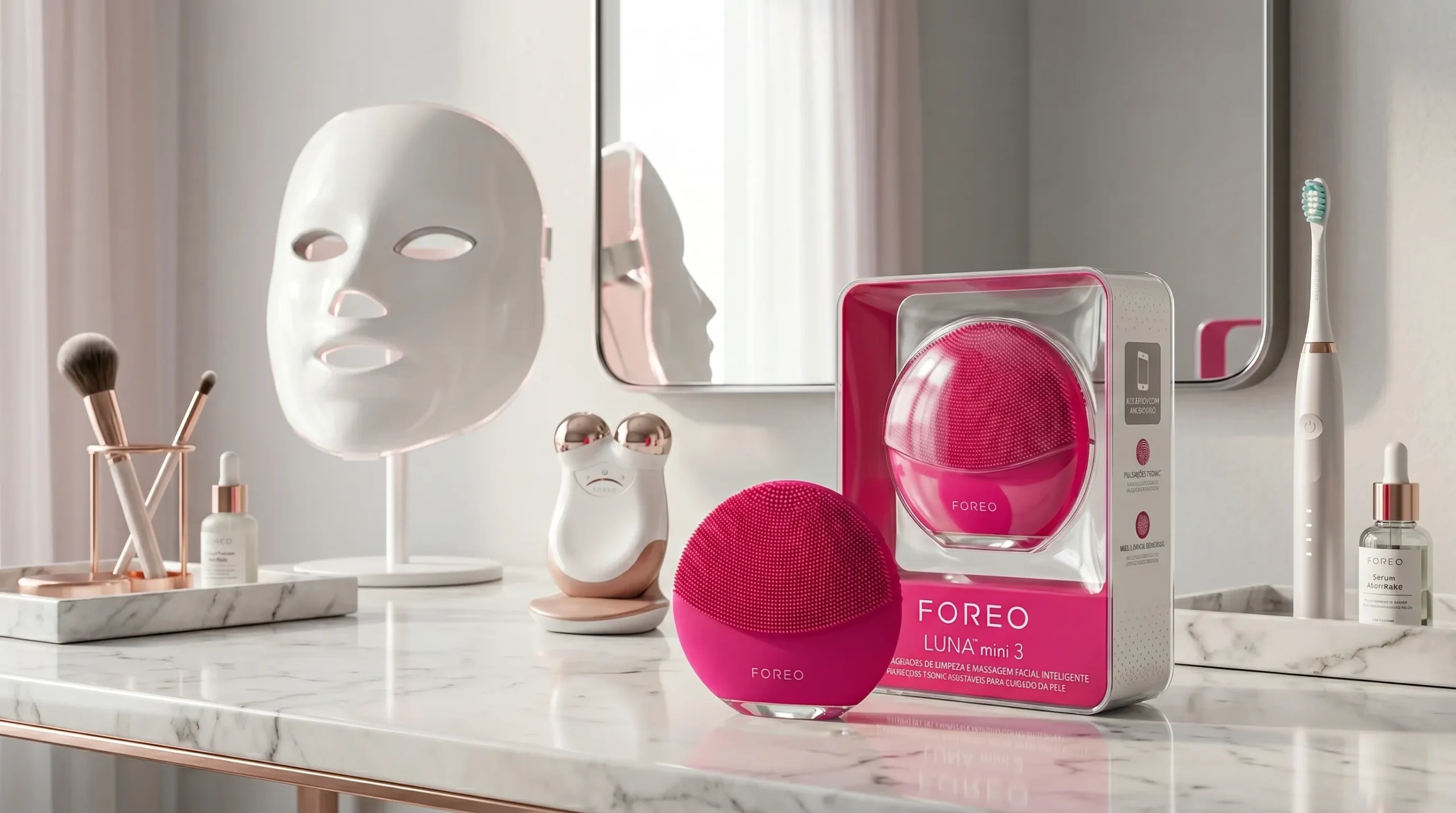 Dispositivos de estética home care de luxo e tecnologia facial