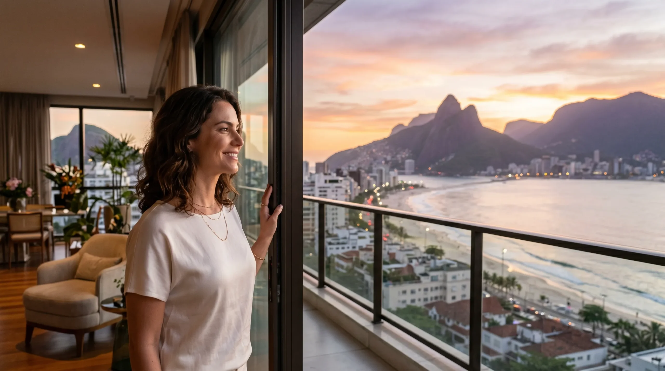 Mulher empoderada e saudável em ambiente de alto padrão