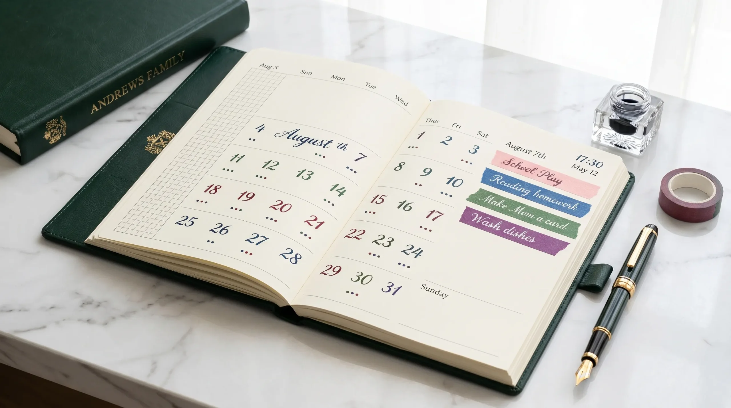 Planner semanal de luxo para organização de rotina e metas profissionais