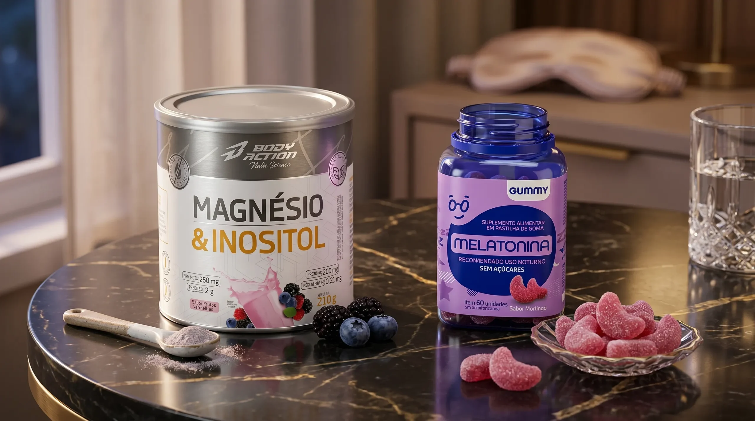 Suplementação noturna com Melatonina e Magnésio para relaxamento