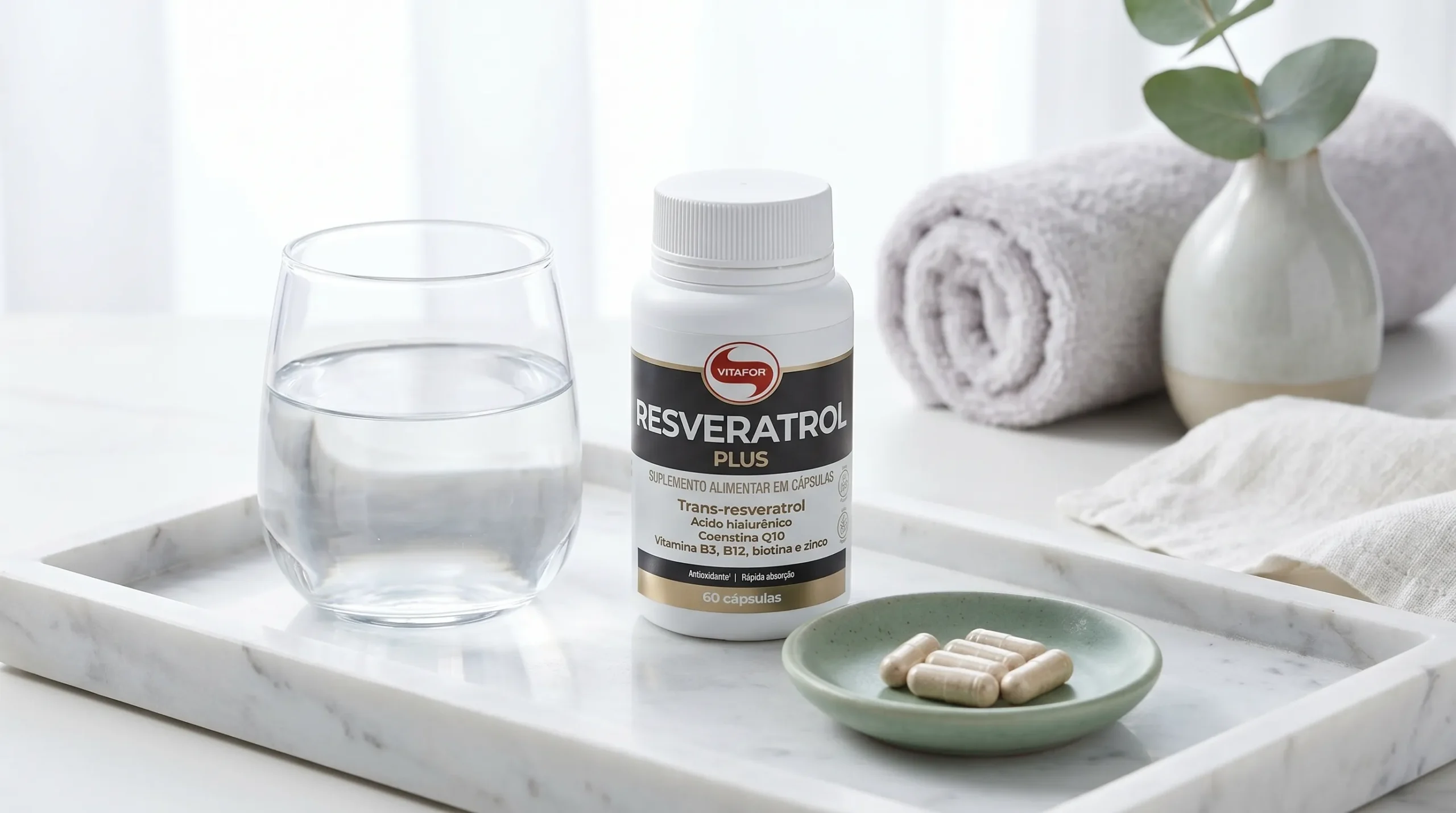 Suplementação antioxidante Resveratrol Plus VitaFor para longevidade