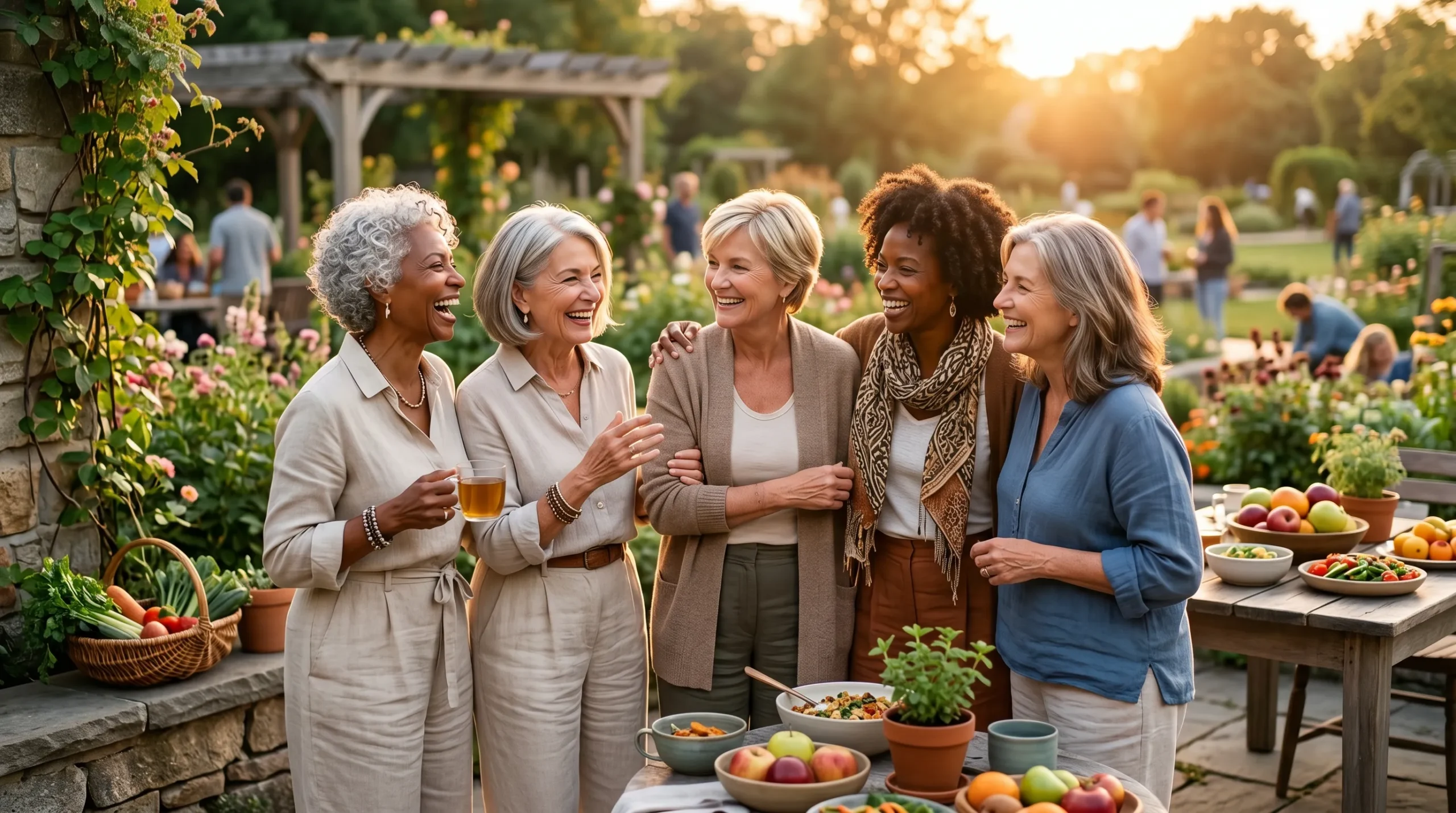 Mulheres maduras com saúde holística e pele radiante