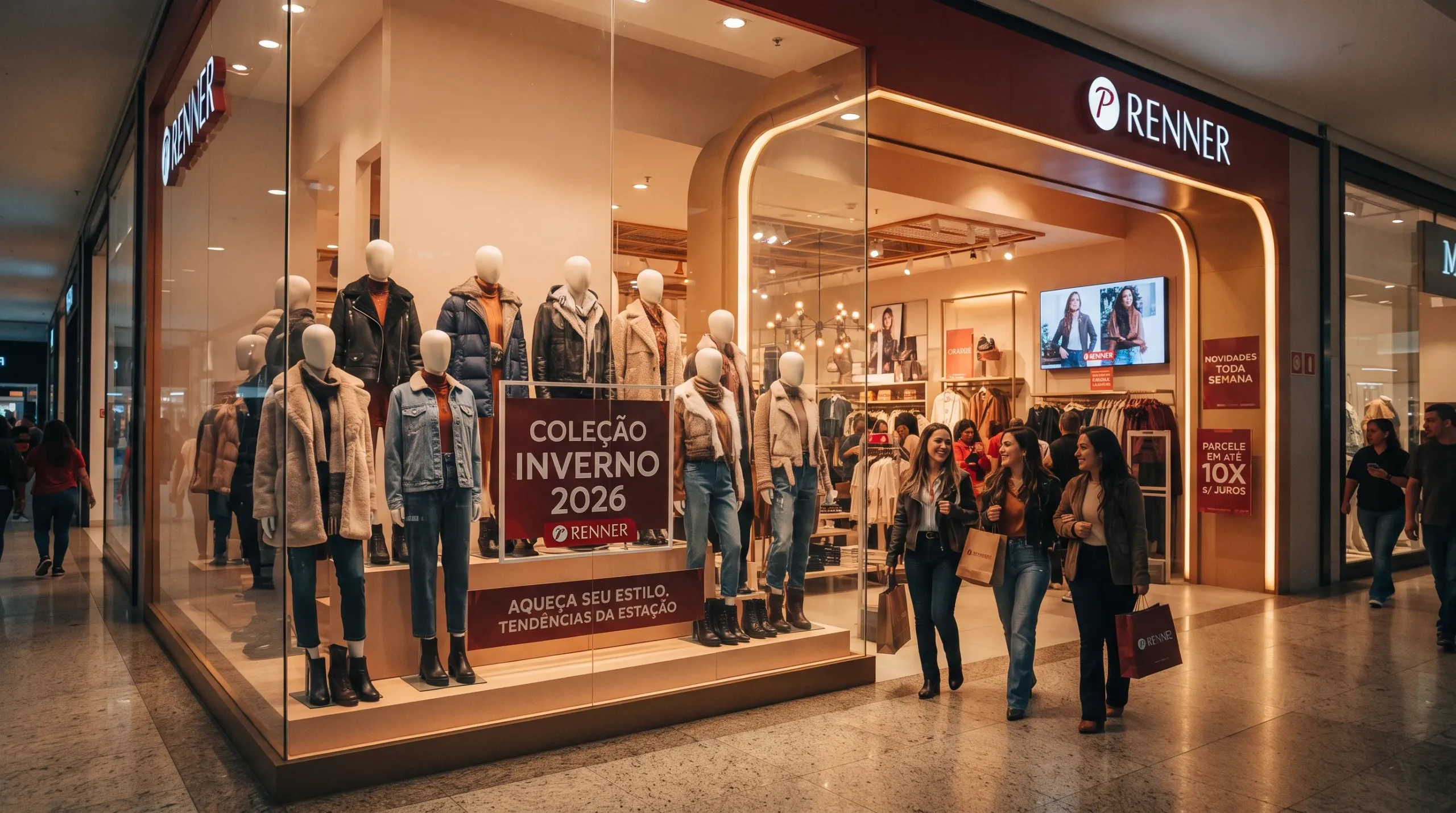 loja Renner coleção inverno 2026 casacos femininos vitrine