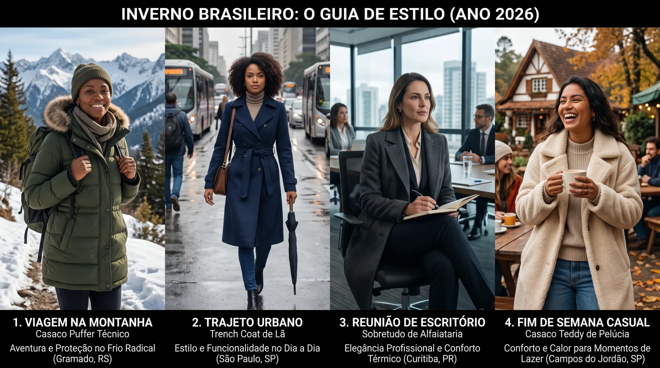 qual jaqueta feminina comprar inverno 2026 ocasião viagem trabalho casual