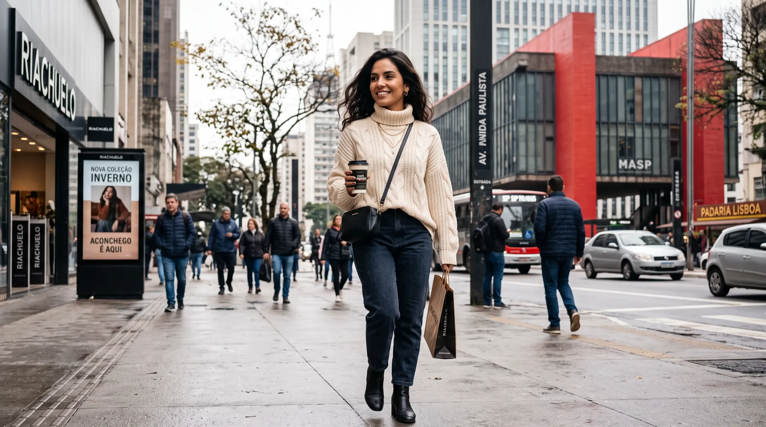 suéter feminino Riachuelo inverno 2026 gola alta oversized esgotando