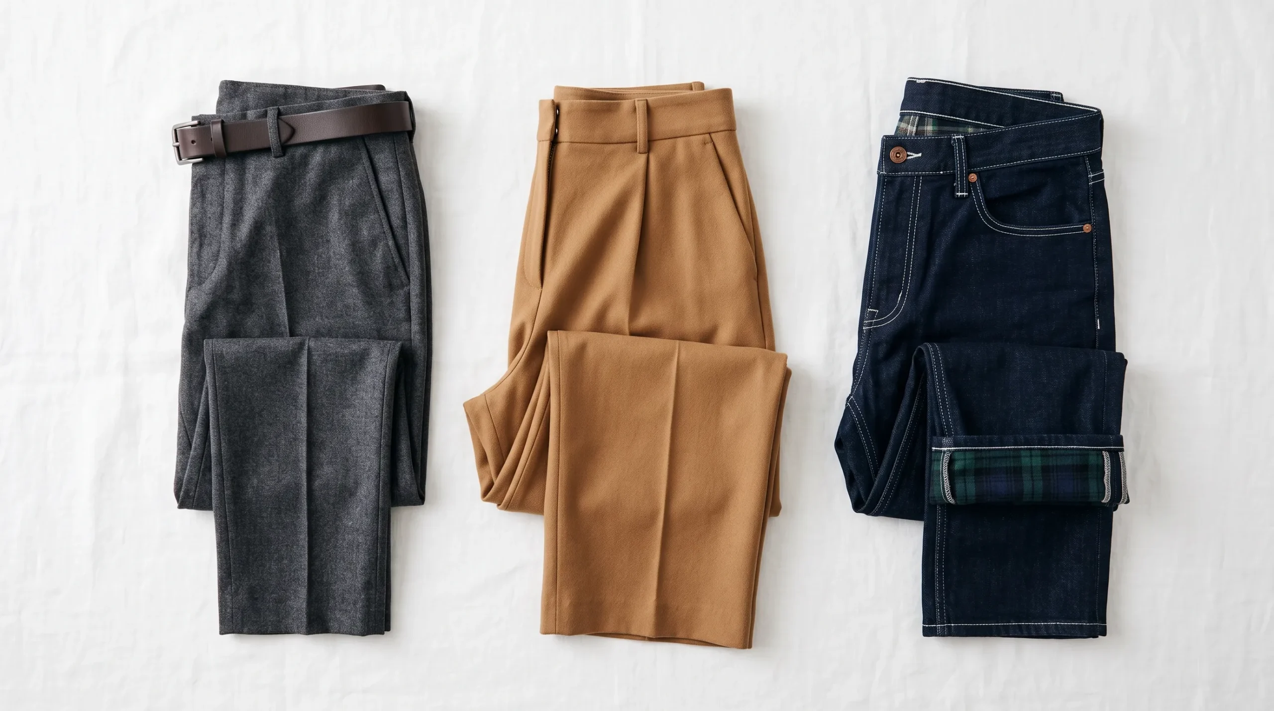 comparativo calça feminina inverno 2026 alfaiataria wide leg jeans forrado